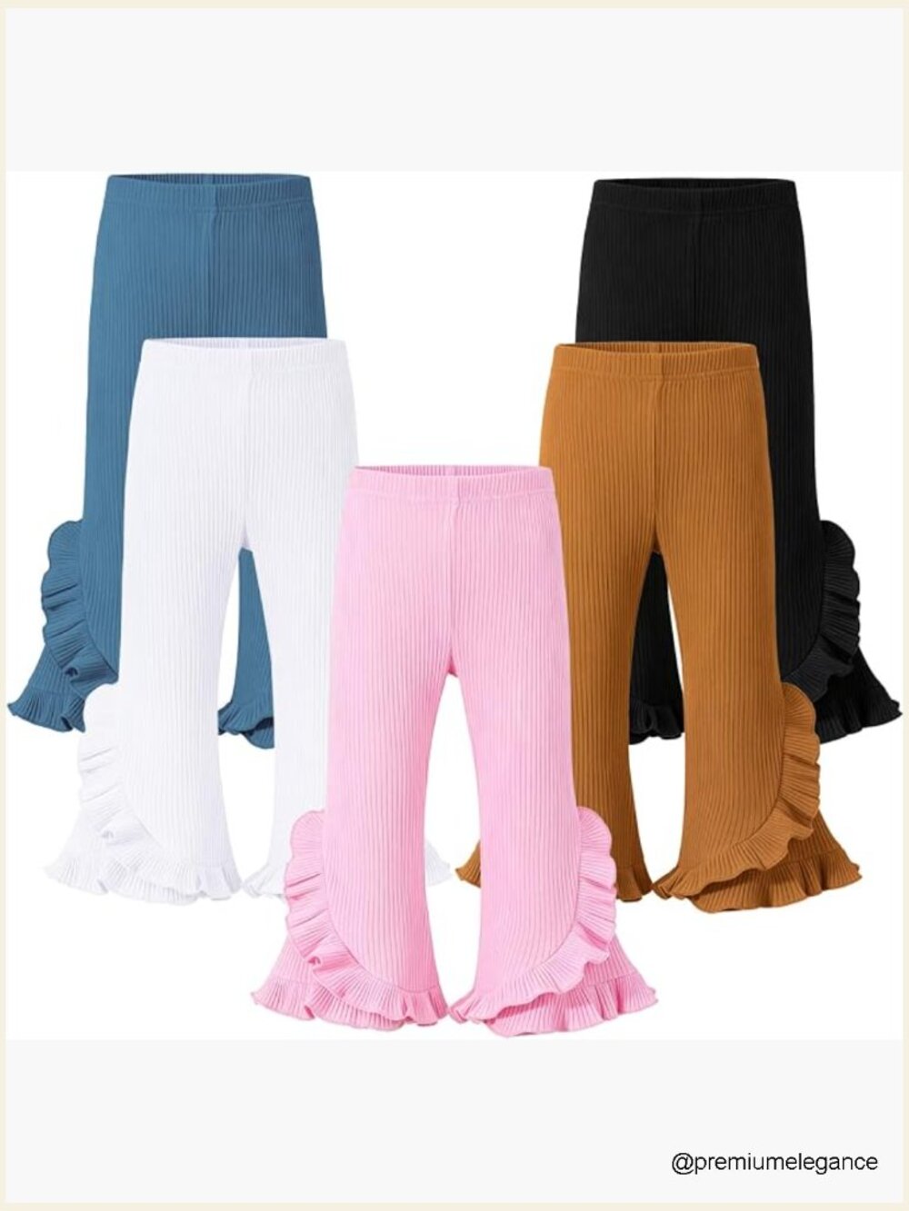 5 Pack Toddler Girls Flared Pants Ruffle Bell Leggings Cotton Stretchy Elastic